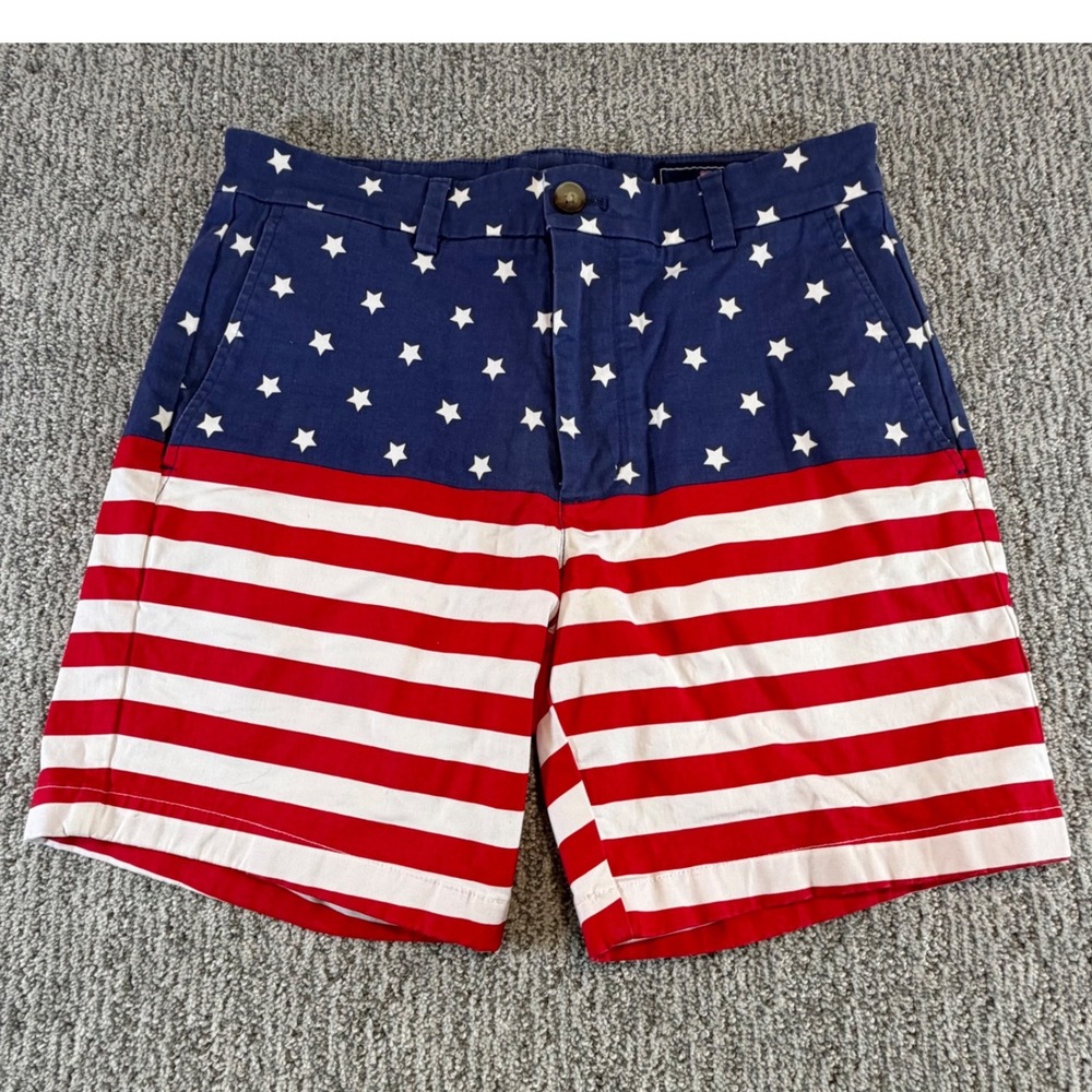Vineyard Vines Mens Breaker Shorts 30* American Flag Stars Stripe Red White Blue